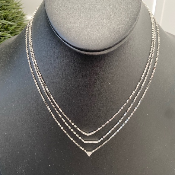 Layered Cubic Zirconia & Chain Collar Necklace NWOT - Picture 2 of 3